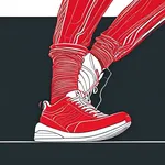 red sneakers with white soles and laces image